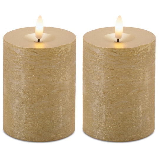 Melrose Metallic Gold FIA WICK LED Pillar Candles